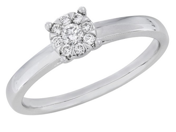 Bague solitaire - Or Blanc, Diamants (J&A5322)