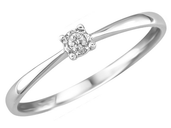 Bague solitaire - Or Blanc, Diamants (J&A6322)