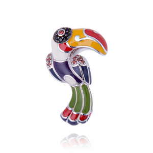 Pendentif UNASTORIA - Toucan, Argent et Zircons (BQ12144)