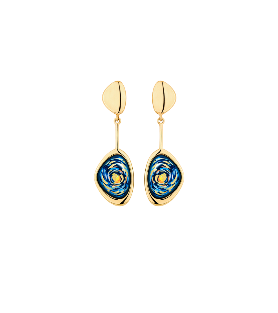 Boucles d'oreilles Freywille - Pebble Éternité Van Gogh, Plaqué or et Émail (VG492PE1/403)