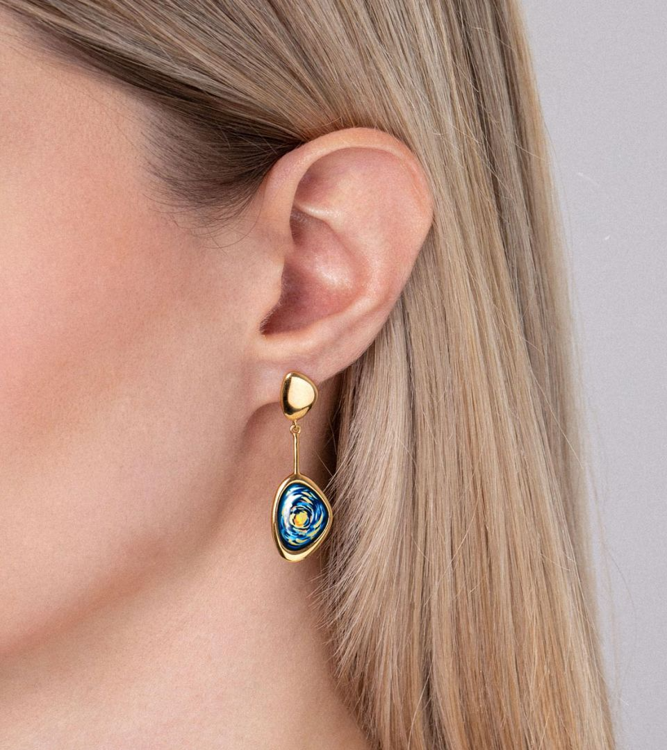 Boucles d'oreilles Freywille - Pebble Éternité Van Gogh, Plaqué or et Émail (VG492PE1/403)
