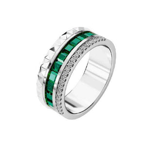 Bague Gringoire - Or Blanc, Diamants et Emeraude (BP8546DEW)