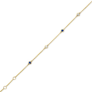Bracelet avec motifs - Or Jaune , Diamants et Saphir bleu (061590/SA)