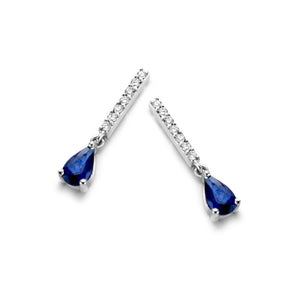 Boucles d'oreilles pendantes - Or Blanc, Diamants et Saphirs Bleus (063805/SA)