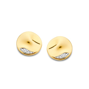 Boucles d'oreilles rondes - Or Jaune et Blanc, Diamants (064032/A)