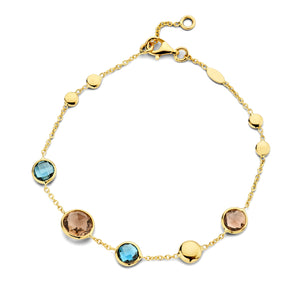 Bracelet avec motifs - Or Jaune , Topaze London Blue et Quartz Fumé (064246/TV)