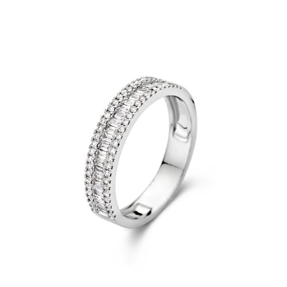 Bague anneau simple - Or Blanc, Diamants (064390/A)