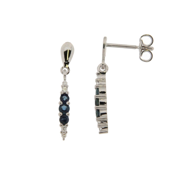Boucles d'oreilles pendantes - Or Blanc, Diamants et Saphirs Bleus (064791/SA)
