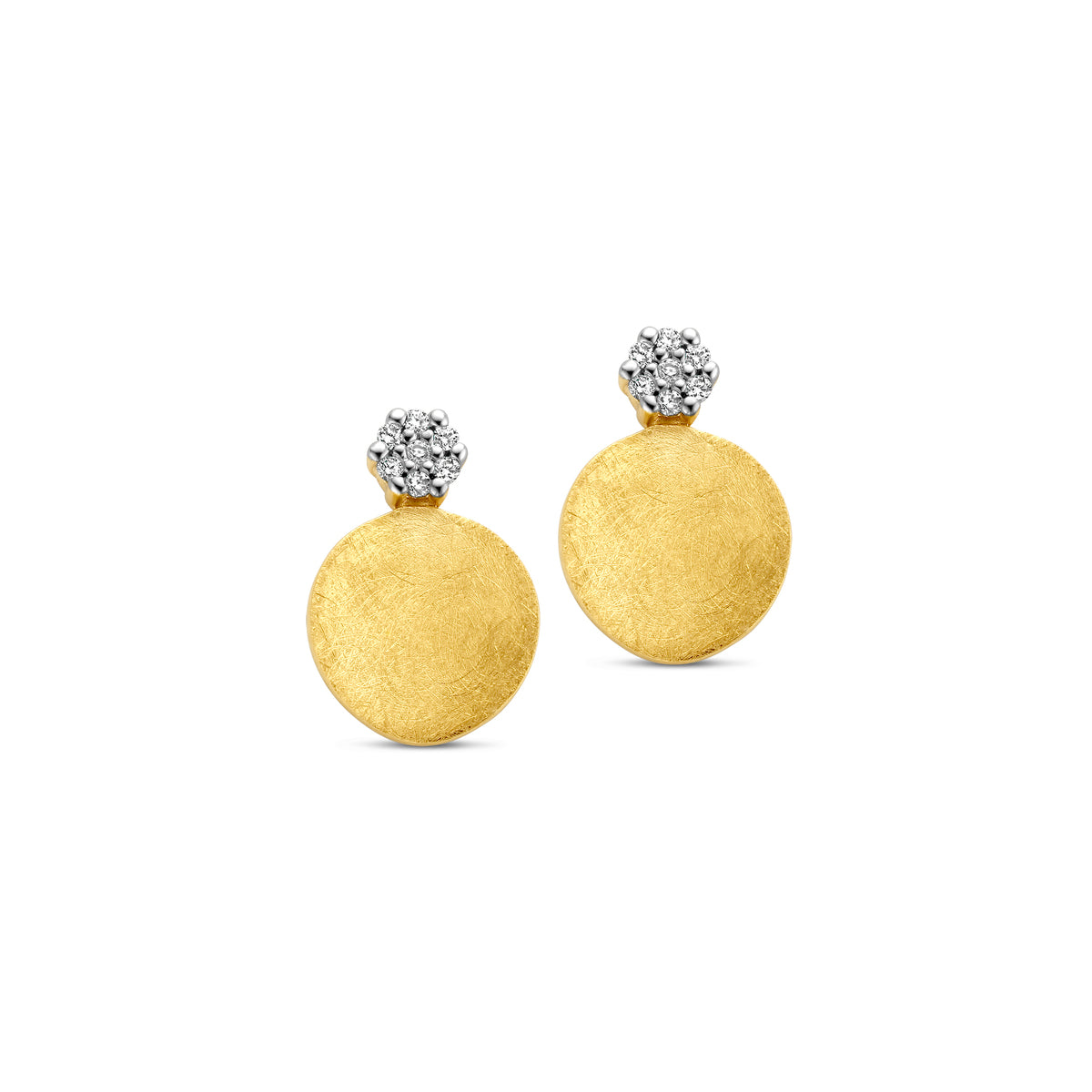 Boucles contre l'oreille - Or Jaune et Blanc, Diamants (065062/A)