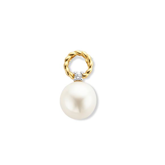 Pendentif perle - Or Jaune et Blanc, Perle et Diamants (065590/PA)