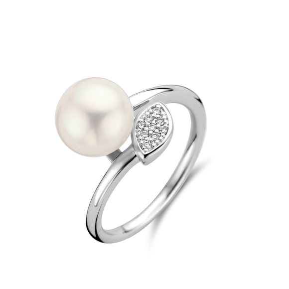 Bague avec motif - Or Blanc, Diamants et Perles (065592/PA)