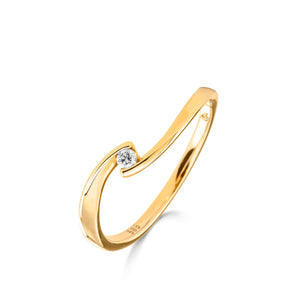 Bague solitaire - Or Jaune, Diamants (91CZ25/A)