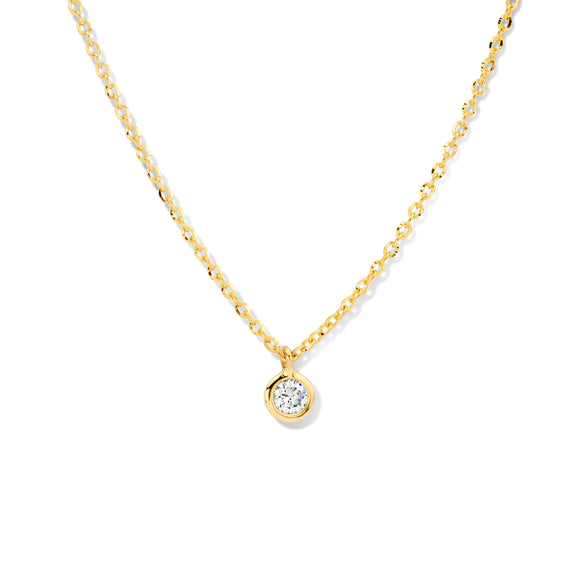 Collier solitaire - Or Jaune, Diamants (92AY25/A)
