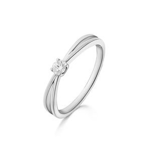 Bague solitaire - Or Blanc, Diamants (9A3329/A)