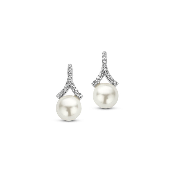 Boucles d'oreilles Naiomy - Argent, Perles et zircons (N2M53)