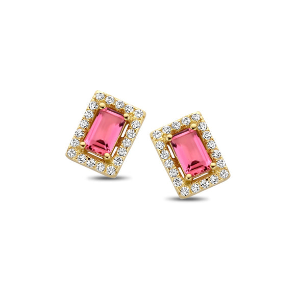 Boucles d'oreilles Naiomy Moments - Plaqué or, pierre rose et zircons (B1J06)