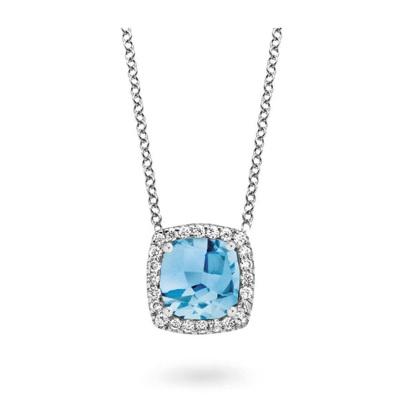 Collier One More - Etna Or Blanc, Topaze Swiss Blue et Diamants (050453AT)