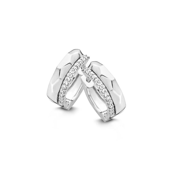Boucles d'oreilles One More - Ischia Or Blanc et Diamants (055167A)