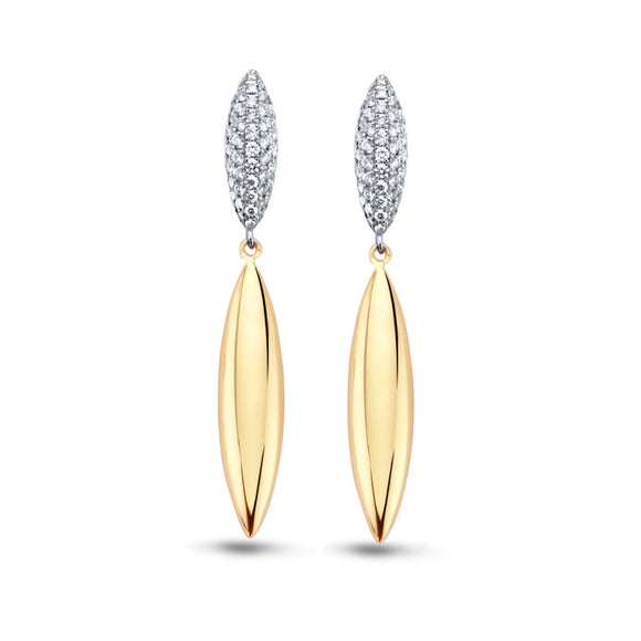 Boucles d'oreilles One More - Vulsini Or Jaune et Blanc avec diamants (061304A)