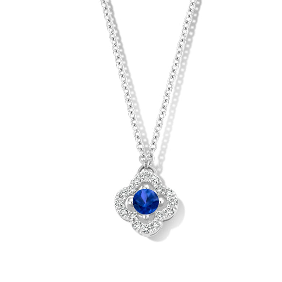 Collier One More - Salina Or Blanc, Saphir Bleu et Diamants (062361SA)
