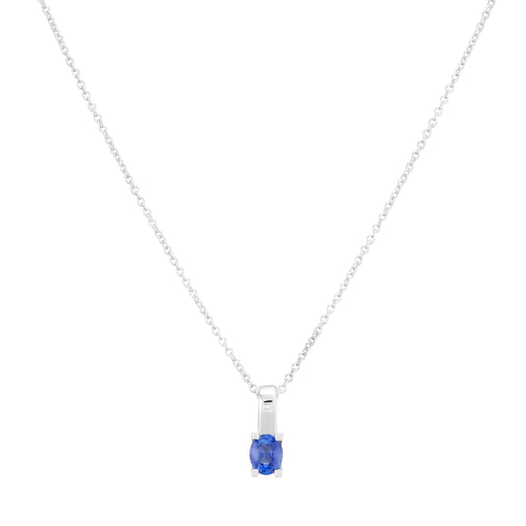 Collier Garel Tara - Or Blanc, Saphir Bleu et Diamants (45HC005SG)