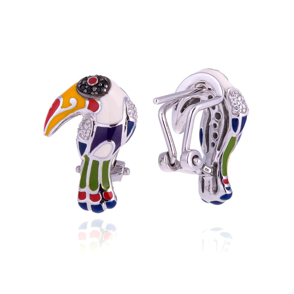 Boucles d'oreilles UNA STORIA - Toucan, Argent et Zircons (BO12144)